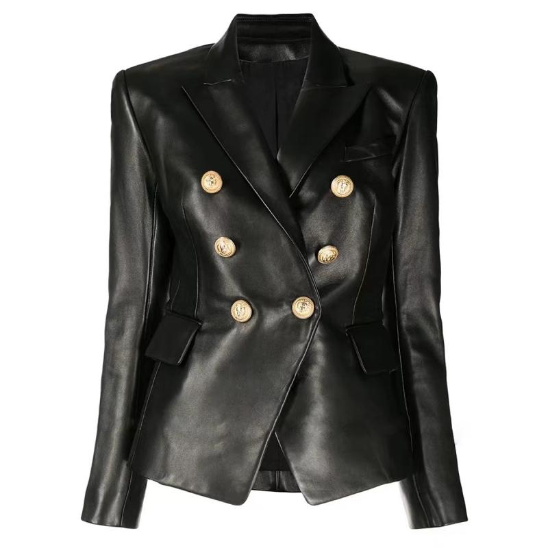 Coats & Jackets |  Womens Classic 6-Button Leather Jacket