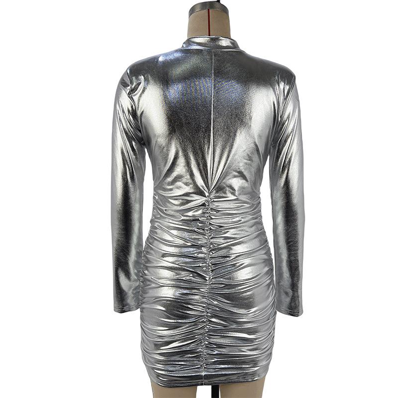 Dresses |  Womens Short Metallic Draped Dress