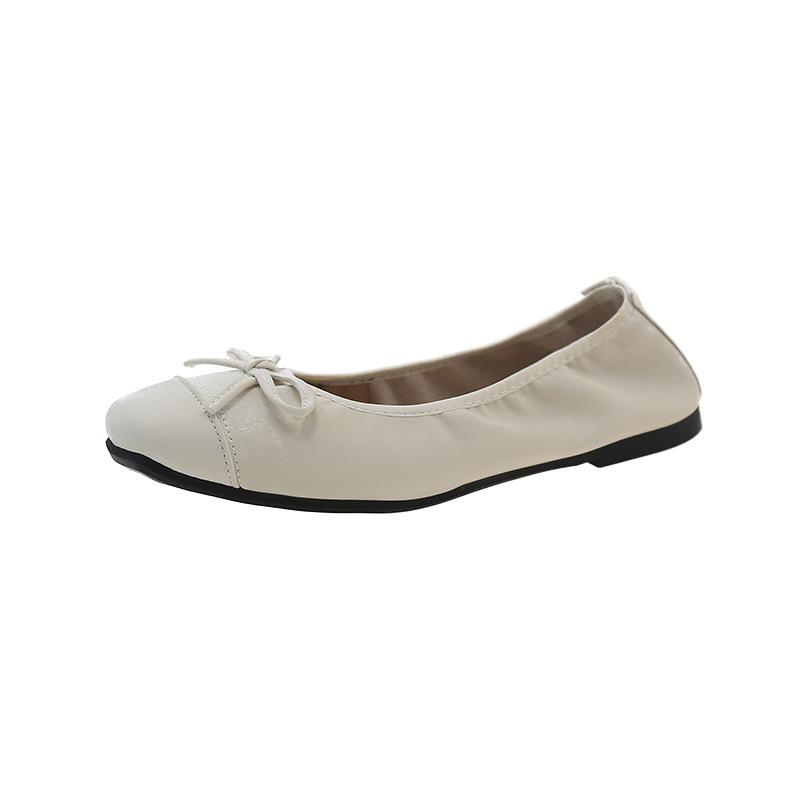 Flats |  Womens Rosalind Cream Leather Ballet Flats