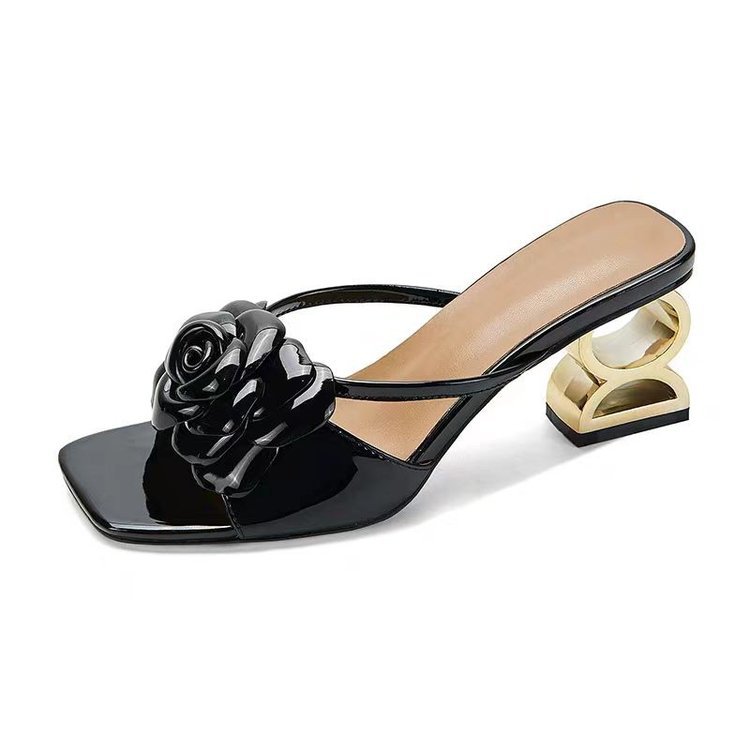 High Heels & Pumps |  Womens Patent Leather Eden Sandals With Flowers