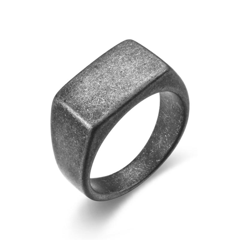 Jewellery |  Mens Antique Ip Gun Metal Stainless Steel Signet Ring