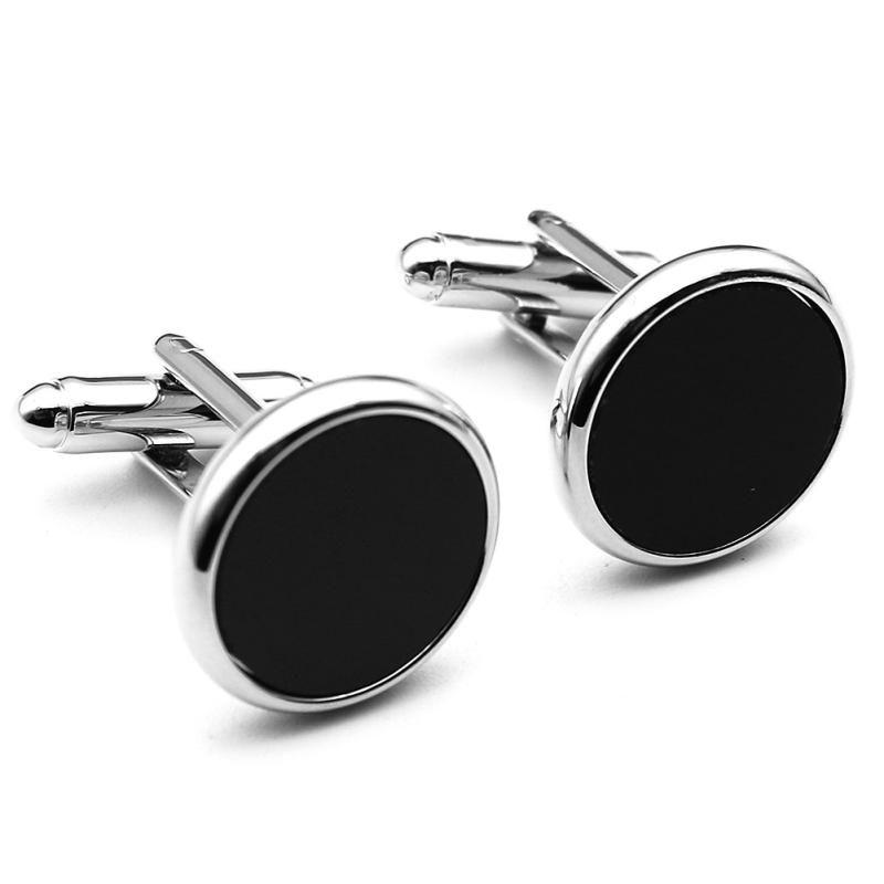 Jewellery |  Mens Round Black Stone Cufflinks