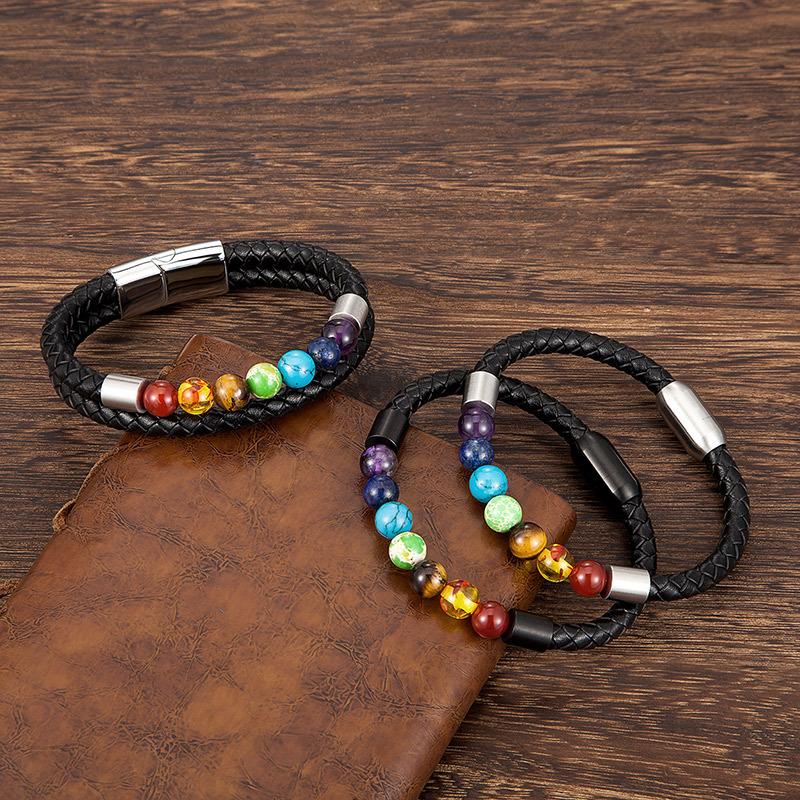 Jewellery |  Mens Semi Precious Braided Leather Bracelet