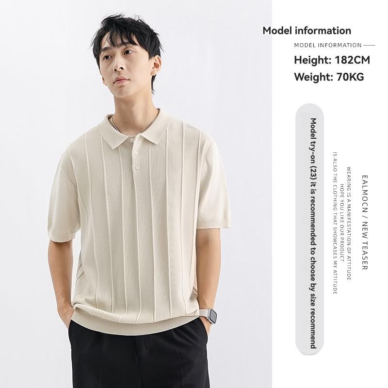 Knitwear |  Mens Damy S/S Button Polo Linen Blend Knit Modern Fit