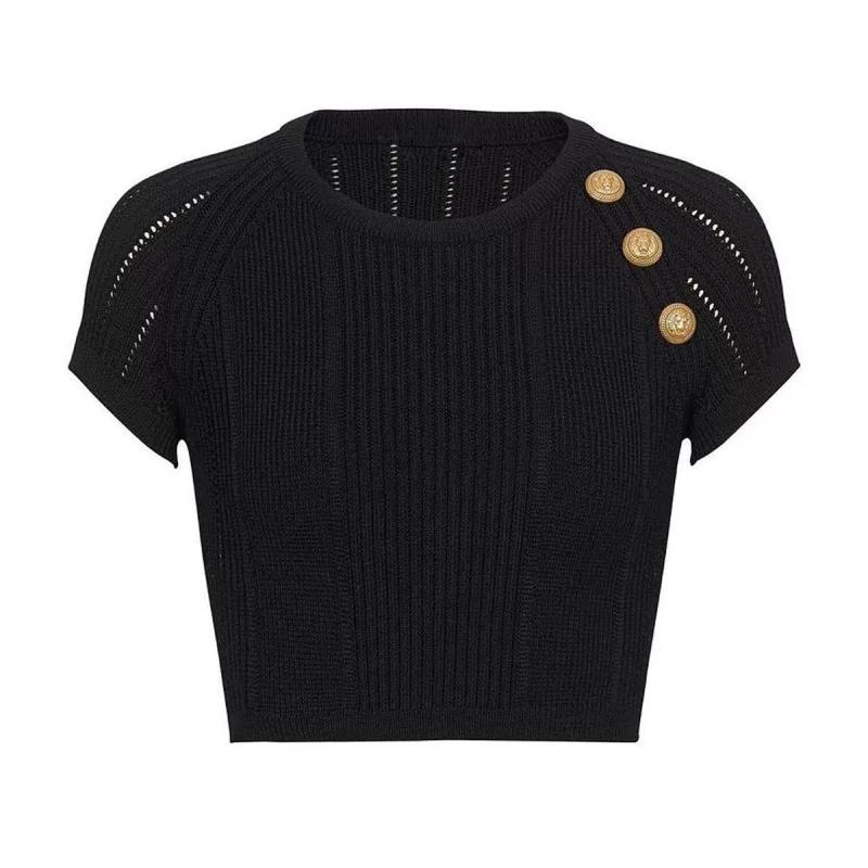 Knitwear |  Womens 3-Button Fine Knit Top