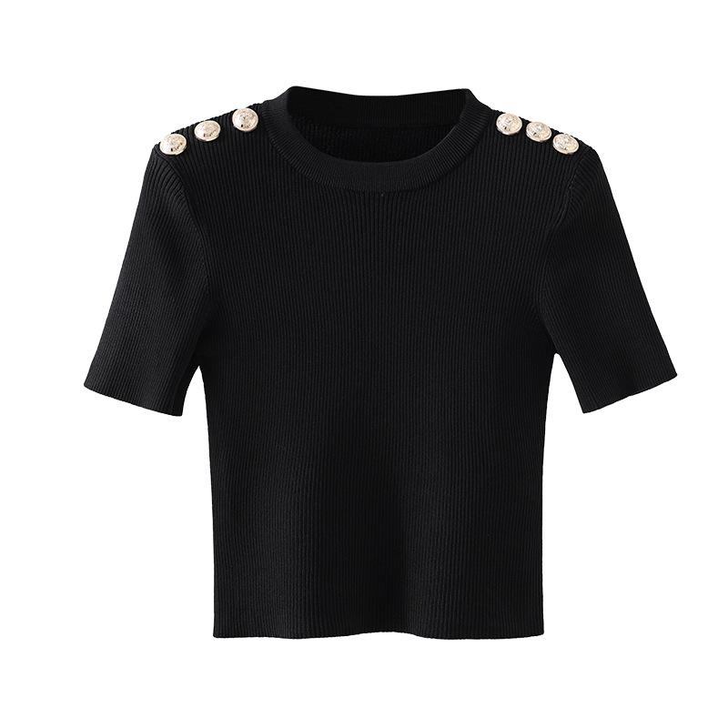 Knitwear |  Womens 6-Button Knit T-Shirt