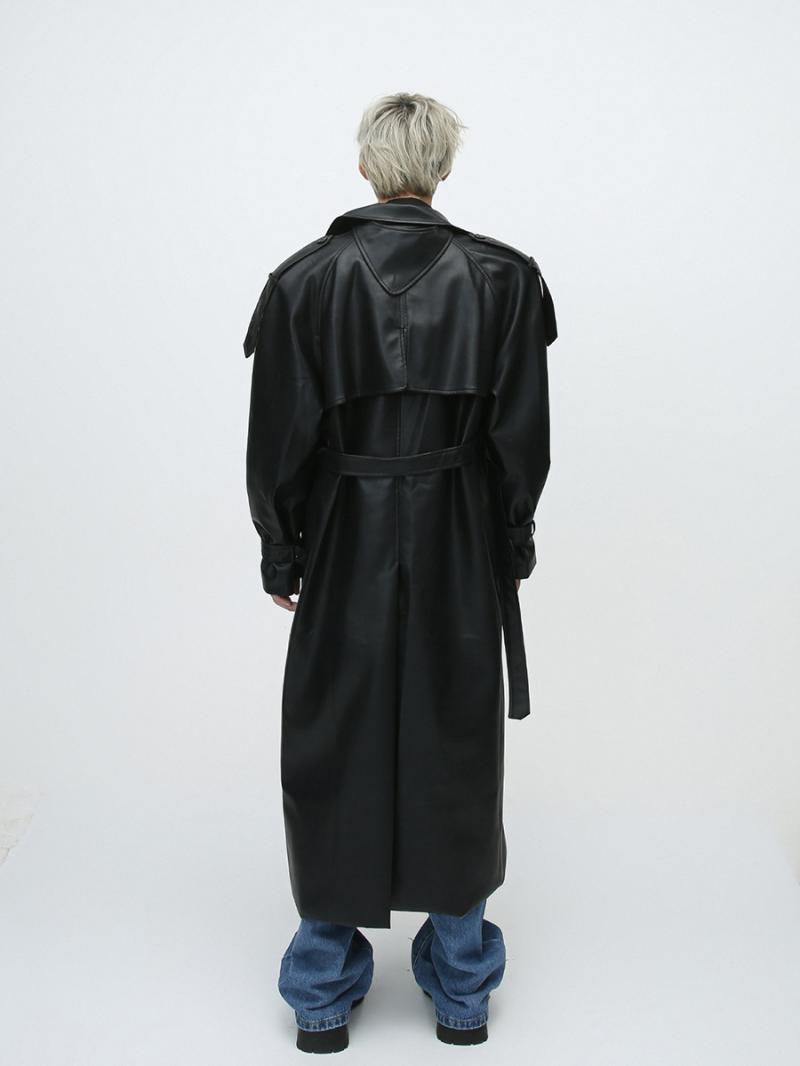 Outerwear |  Womens Belted Trench Coat In Lambskin Leather