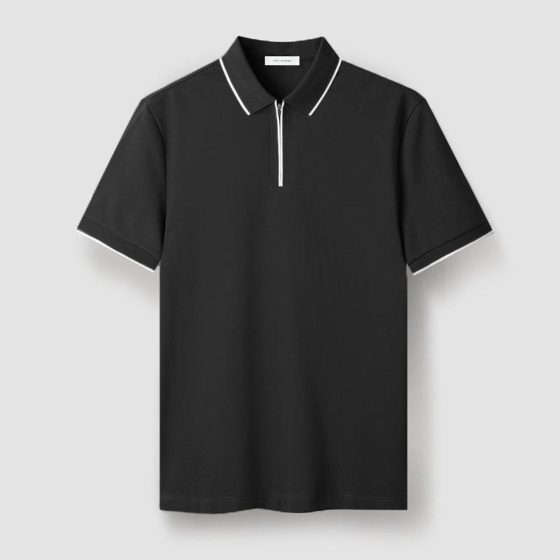 Shirts And Polos |  Mens Crepe Pique Zip Neck Polo Shrt