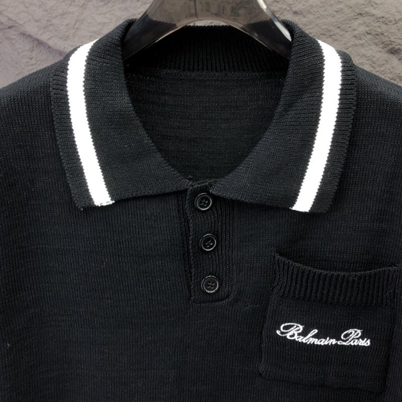 Shirts And Polos |  Mens Long-Sleeved Wool Polo Shirt With Embroidery