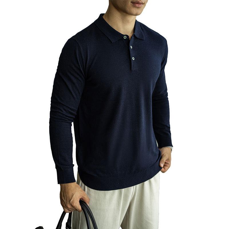 Shirts And Polos |  Mens Trafford – Long Sleeve Merino Half Button Polo