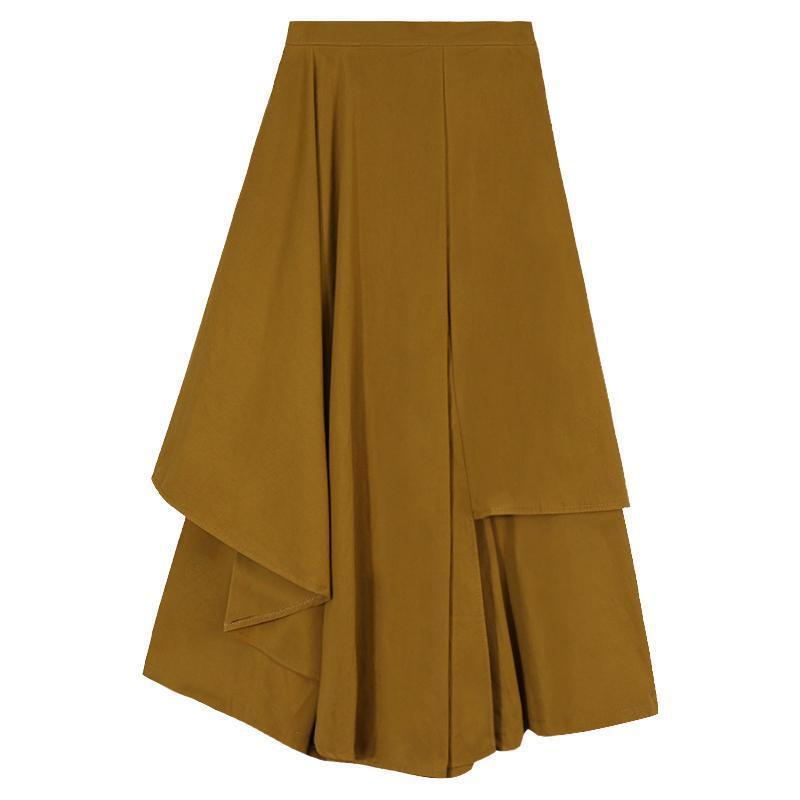 Skirts |  Womens Asymmetric Pleated Cotton Skirt