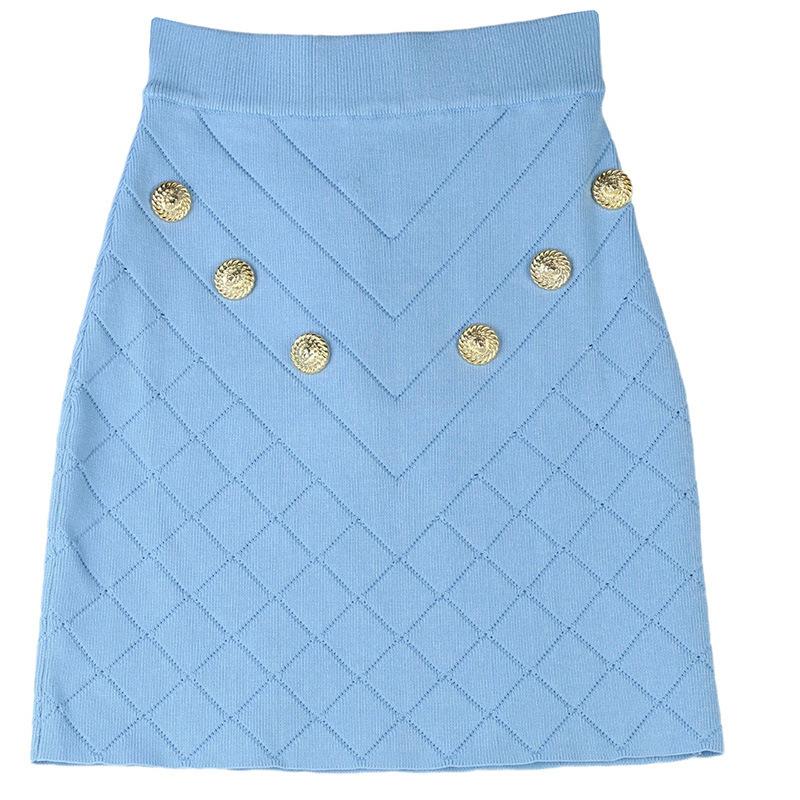 Skirts |  Womens Topstitched Leather Skirt With Buttons