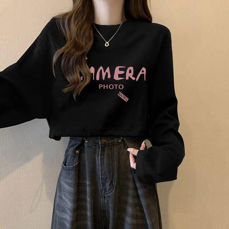 Sweatshirts |  Womens Cropped Sweatshirt With  Paris Print