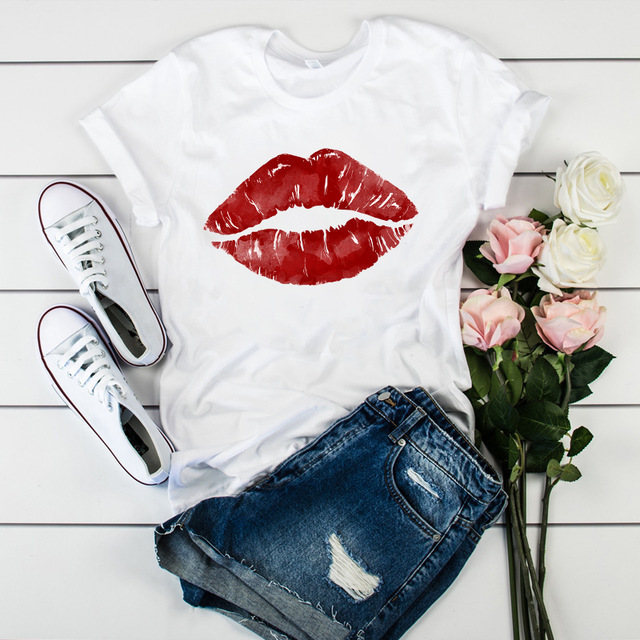 T-Shirts |  Mens Relaxed T-Shirt With Kiss Print