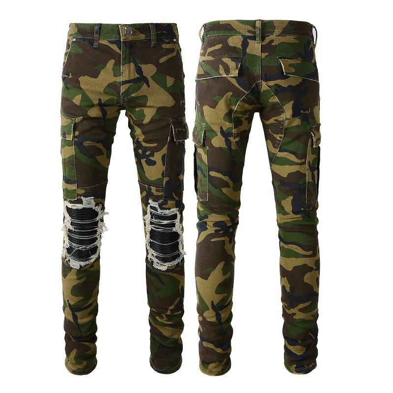 Trousers And Shorts |  Mens Slim-Fit Jeans In Camouflage Jeans & Denim